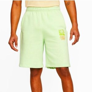 Nike sportswear fleece shorts NWT size large men's  lime green with designs